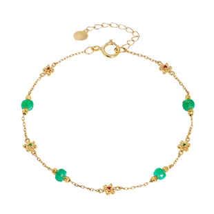 若华珠宝翠韵#满天星祖母绿宝石手链女18K金彩宝手串手饰礼物定制