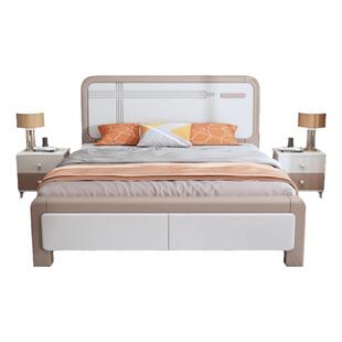 1.8米现代简约主卧储物双人床1.5单人经济型家用收纳高箱床实木床