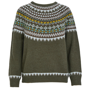 QS秸熙25秋冬新款复古费尔岛针织毛衣保暖绵羊毛宽松套头显瘦上衣