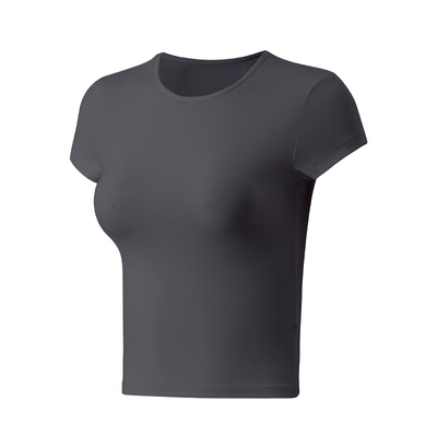 运动短袖女夏薄款修身显瘦圆领速干跑步运动普拉提训练瑜伽服上衣