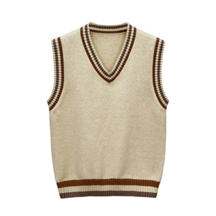 学院风男装时尚衣服男款坎肩针织马甲商务复古鸡心领男士羊毛背心