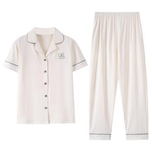 睡衣女士夏季纯棉短袖长裤薄款夏天2026年新款大码夏款开衫家居服