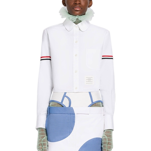 [3期免息]THOM BROWNE 女士耐久性牛津布臂环圆领短款衬衫