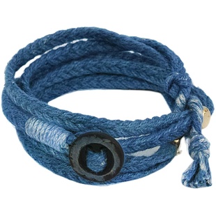 【五股辫手绳】豆登木瓦原创手工纯银棉麻植物蓝染男女情侣手环链
