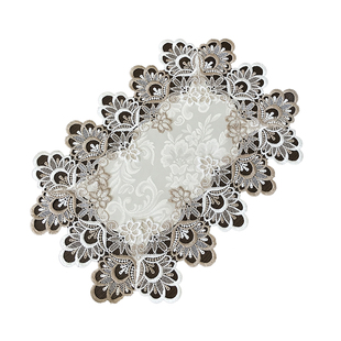 西餐垫盘垫桌布田园布艺蕾丝花边欧式美式床头柜烤箱盖巾帘米黄款