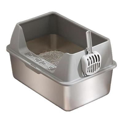 超大加高防外溅不锈钢猫砂盆