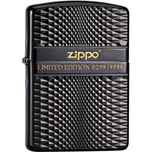 zippo官方正品打火机绅士商标钻石切割菱纹限量正版黑冰盔甲外壳