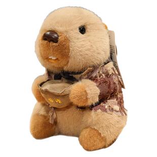 哪吒周边土拨鼠玩偶公仔毛绒玩具儿童睡觉抱枕安抚布娃娃生日礼物