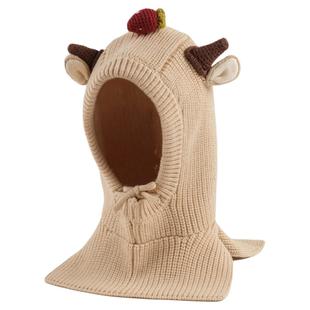 儿童帽子围巾一体秋冬款韩版针织护耳帽宝宝卡通小羊披肩帽毛线帽