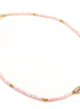 粉色马蹄贝壳银丝夏季锁骨链