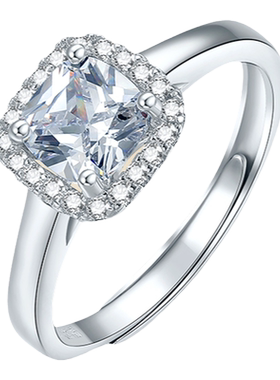 六桂福女士S925银小方糖戒指