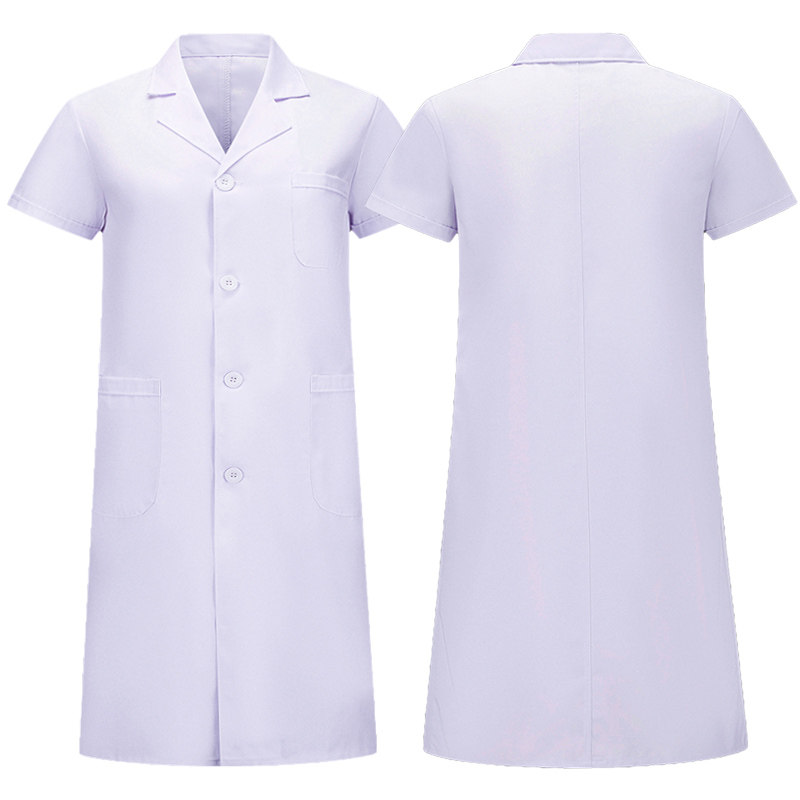 医生白色大褂女款短袖医护人员化学研究生实验室专用实验服隔离衣