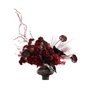 墨色林莽 新中式红色系花艺陶瓷花器 售楼处展厅客厅酒店软装摆设