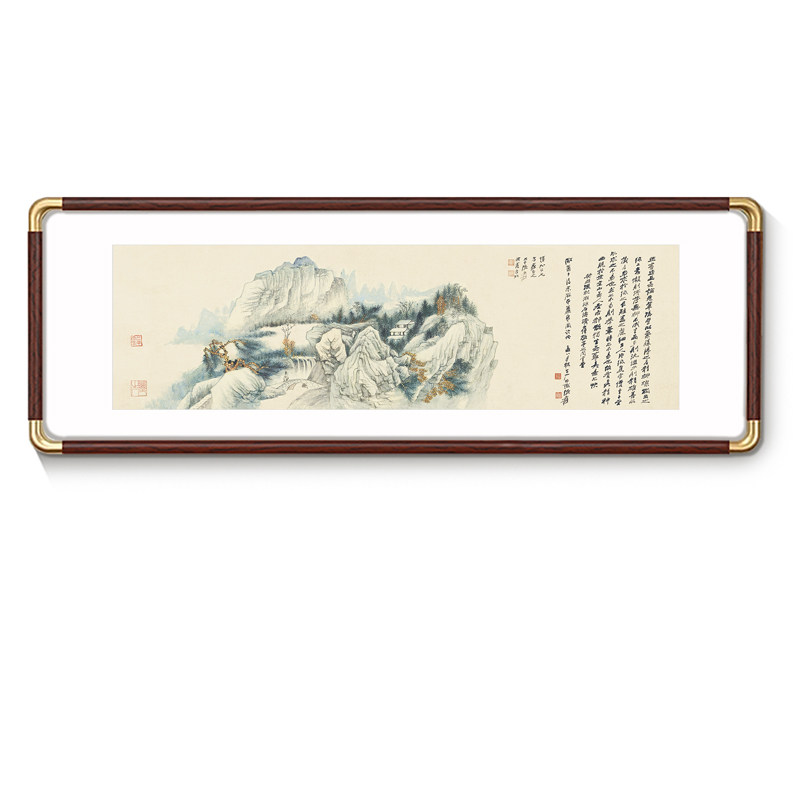 客厅装饰画山水画新中式实木挂画