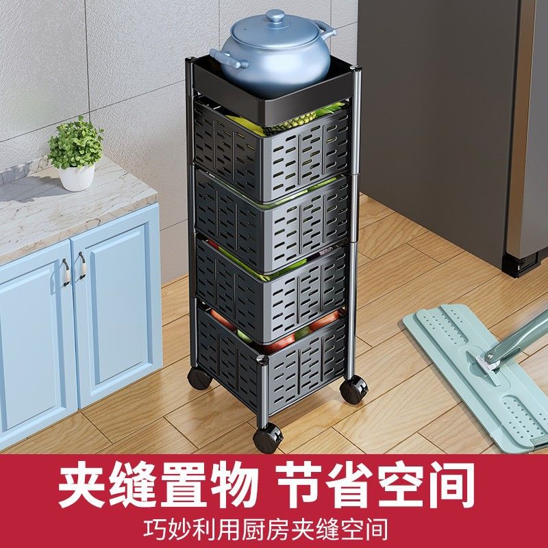 厨房蔬菜置物架落地家用多安装动能蔬菜架菜篮子果免旋转多层收纳