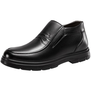 意尔康男鞋冬季真皮加厚加绒保暖男士高帮休闲皮鞋中老年爸爸棉鞋