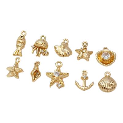 14K包金保色锆石海星贝壳吊坠