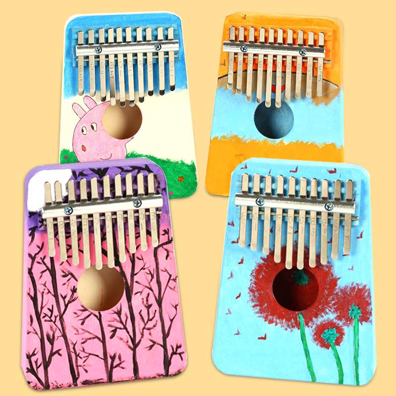 儿童空白DIY拇指琴10音材料绘画涂鸦美术音环保手工木质17幼教