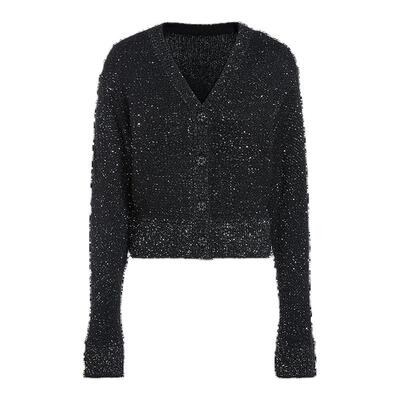 FIVE PLUS通勤毛衣女长袖V领针织开衫上衣气质排扣