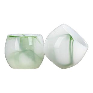 私人定制高档翠绿玉石品茗杯功夫茶具单杯琉璃杯主人杯专用茶杯