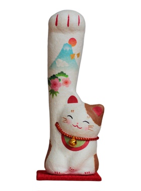 龙虎作和纸招财猫摆件日式风情