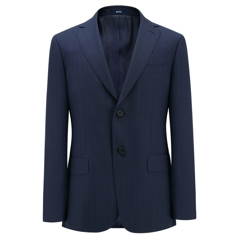 BONI/堡尼春夏新品商务西服套装条纹羊毛混纺西装西裤AR169061A