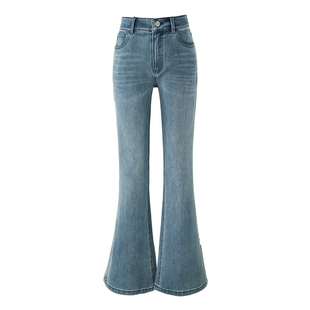 娅丽达四面弹微喇牛仔裤女2025新款秋季修身显瘦喇叭裤时尚裤子潮