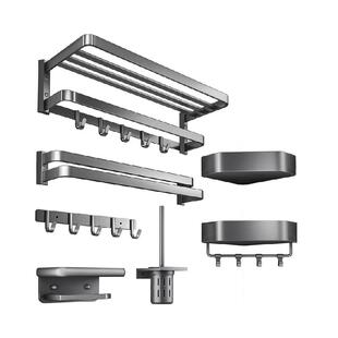 卡贝高端卫生间浴巾架免打孔毛巾架太空铝加厚浴室置物架一体厕所