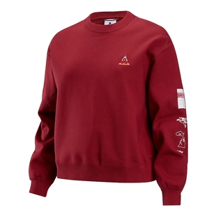 NIKE耐克ACG红色卫衣女新年款马年印花加绒圆领套头衫IQ3830-613
