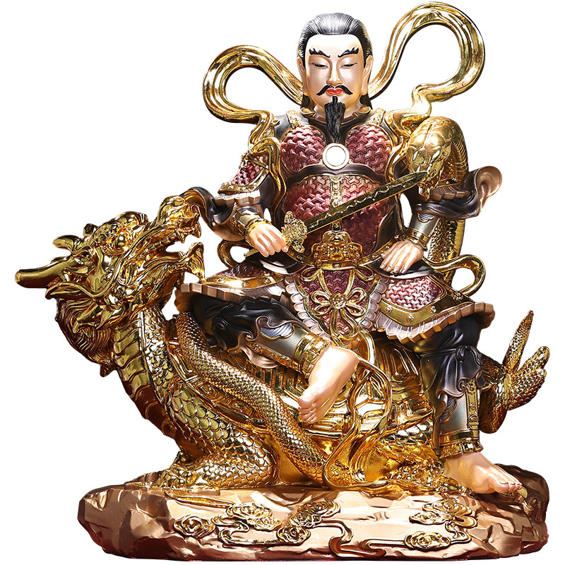 翡铜彩真武大帝神像玄武祖师玄武大帝像家用佛堂供奉玄天上帝摆件