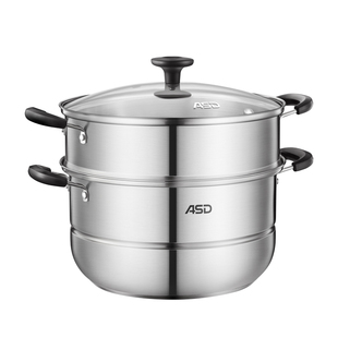 爱仕达蒸锅不锈钢锅26/28CM家用双层蒸馒头锅燃气电磁炉锅通用