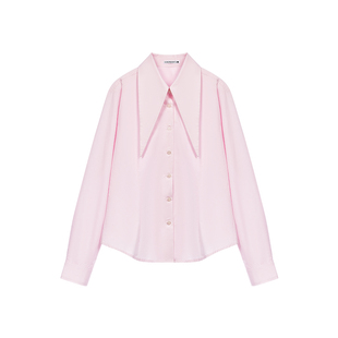 DOSORDONTS 粉色长尖领小众设计合身衬衫简约通勤百搭长袖衬衣女