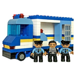 益智大颗粒积木校车警车警察消防拼装男童儿童玩具男孩女孩2-6岁