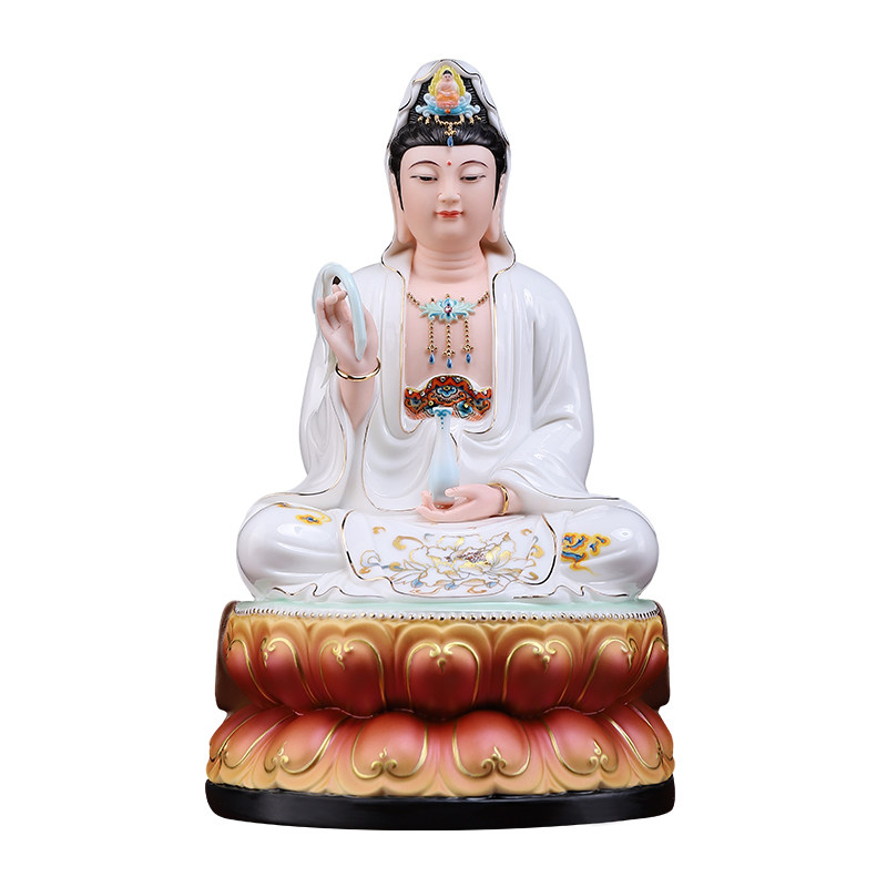 陶瓷观世音菩萨佛像坐像摆件供奉