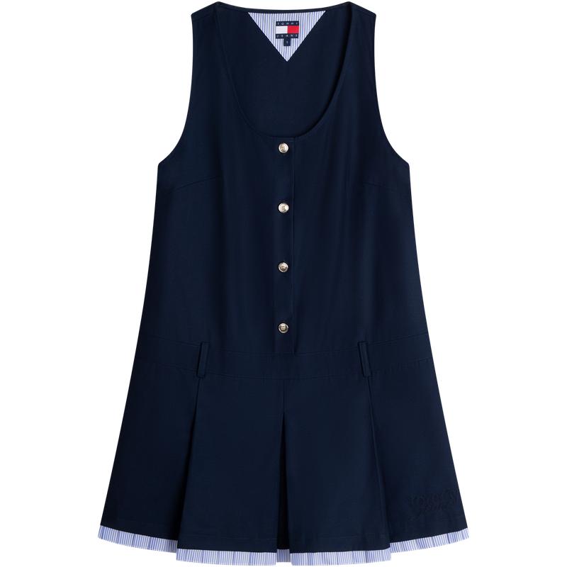 Tommy女装金扣无袖风琴褶西装裙