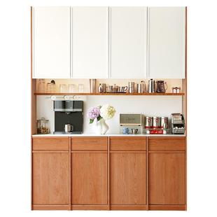 浮生记/实木餐边柜靠墙一体岩板家用骨骼线简约樱桃木储物置物柜