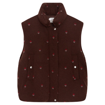 IMMI羊绒小提花翻领羽绒马甲