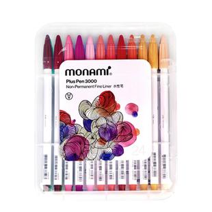 韩国monami慕娜美plus Pen P3000纤维笔彩色中性笔慕那美学生手帐套装笔记专用水性笔24色手绘绘图勾线笔文具
