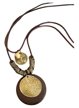 【我的脸很圆】新中式禅意长款圆片吊坠毛衣链叠戴百搭民族风项链