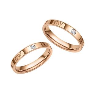 情人节礼物DW戒指情侣对戒 CLASSIC闪耀星辰玫瑰金色素圈银戒指