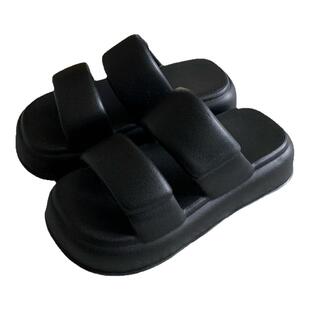 细细条 休闲度假沙滩凉拖男女简约EVA厚底增高外穿情侣双带拖鞋夏