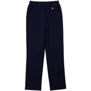 eland kids衣恋童装女童长裤秋冬刺绣学院风儿童裤子直筒针织裤