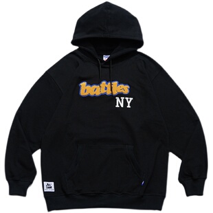 Battles 秋季美式基础多色贴布刺绣纯棉连帽卫衣男女国潮宽松外套