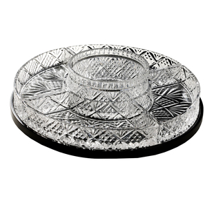 创意旋转分格玻璃干果盘家用大号茶点盘可拆分收纳零食碟小吃拼盘