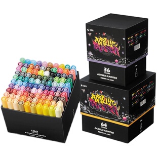 STA斯塔阀门式丙烯马克笔1000/1100防水强覆盖力彩虹笔手绘DIY儿童丙烯颜料笔不透色美术专用涂鸦笔美术专用