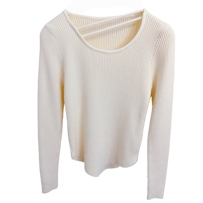 镂空圆领修身显瘦针织打底衫女