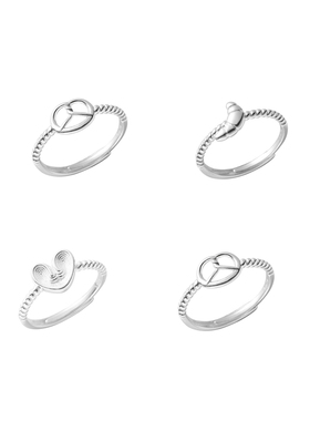 通体925纯银个性简约牛角包戒指女食指环韩国小众ins潮流甜甜圈戒