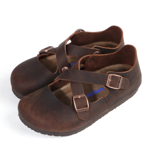 DYOWOZ/东园物作软木鞋真皮日系交叉带玛丽珍鞋日系复古勃肯鞋