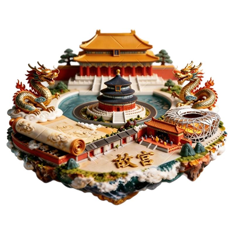 北京故宫浮雕冰箱贴旅游景点3d立体创意磁吸装饰门贴2026新款定制