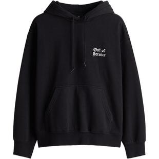 HM男装女装卫衣加绒加厚重磅字母印花情侣装连帽衫打底衫1240529